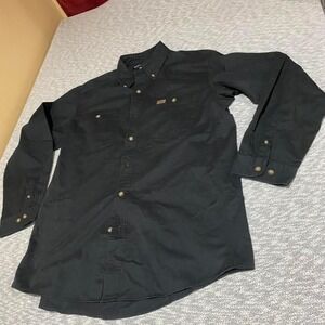 Wrangler Riggs Black workwear button down long sleeve shirt Men XL. SKU-A142